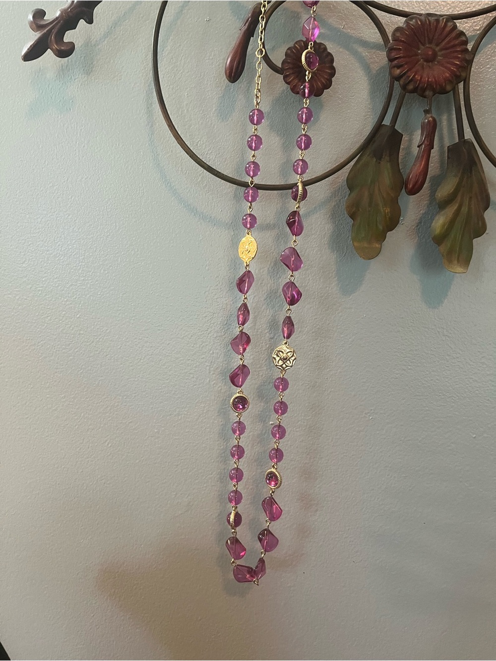 Talbots Long Fuchsia Acrylic Necklace
